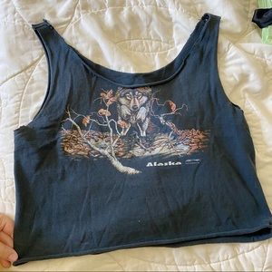 vintage 90s alaska wolf tank